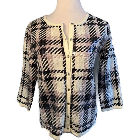 New! Isaac Mizrahi Sequin Cardigan Sz M - Picture 1 of 6